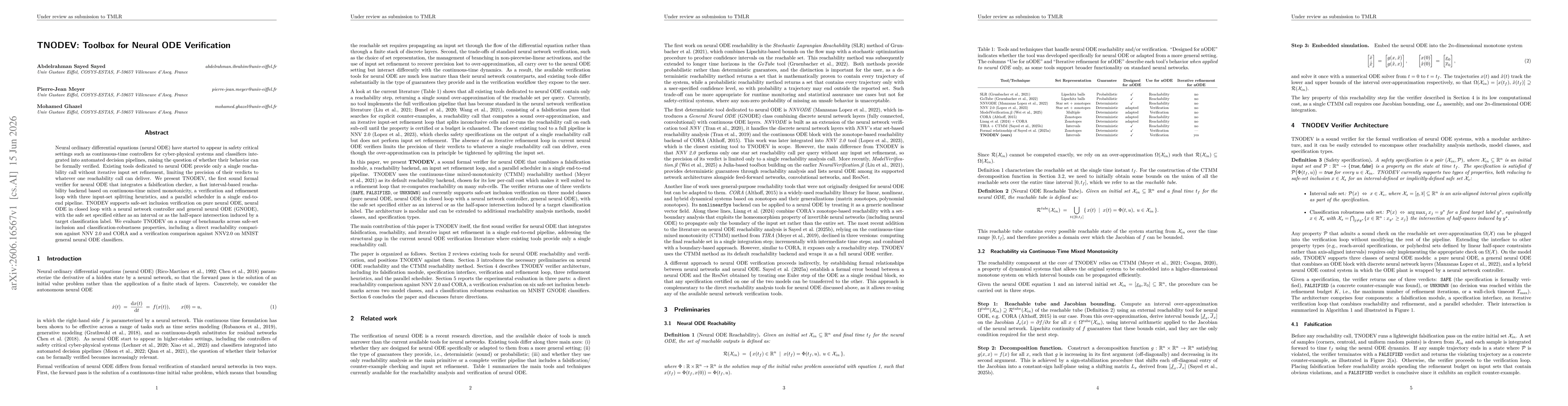 Thumbnail for TNODEV: Toolbox for Neural ODE Verification