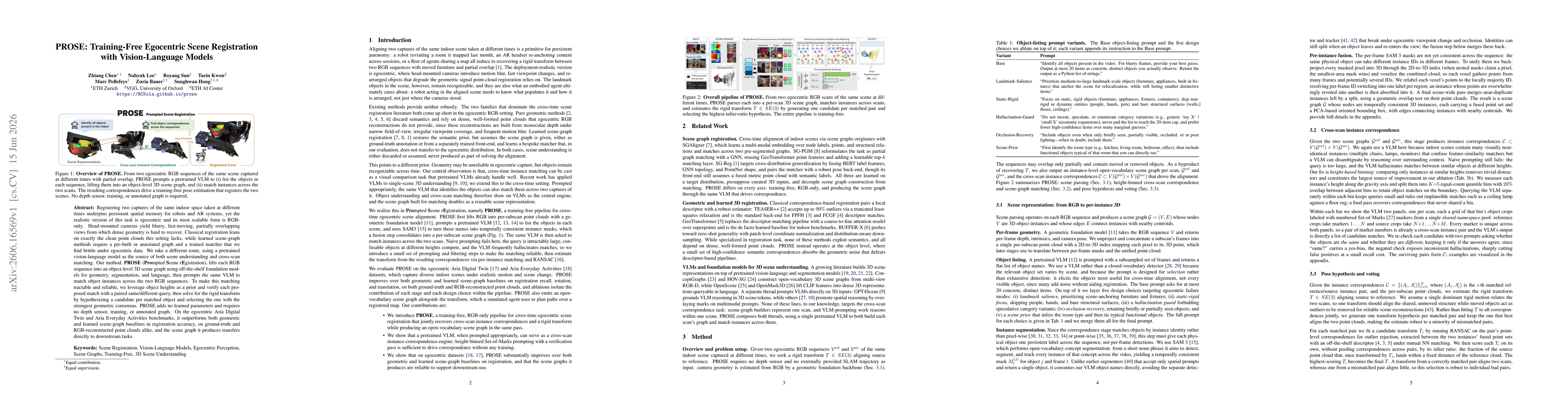 Thumbnail for PROSE: Training-Free Egocentric Scene Registration with Vision-Language Models