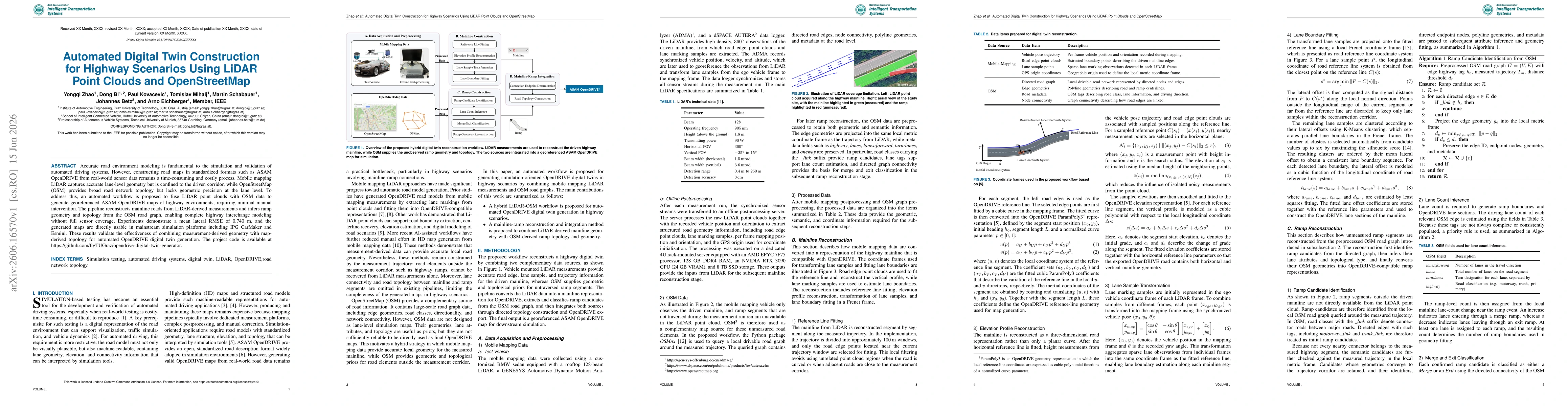 Thumbnail for Automated Digital Twin Construction for Highway Scenarios Using LiDAR Point Clouds and OpenStreetMap