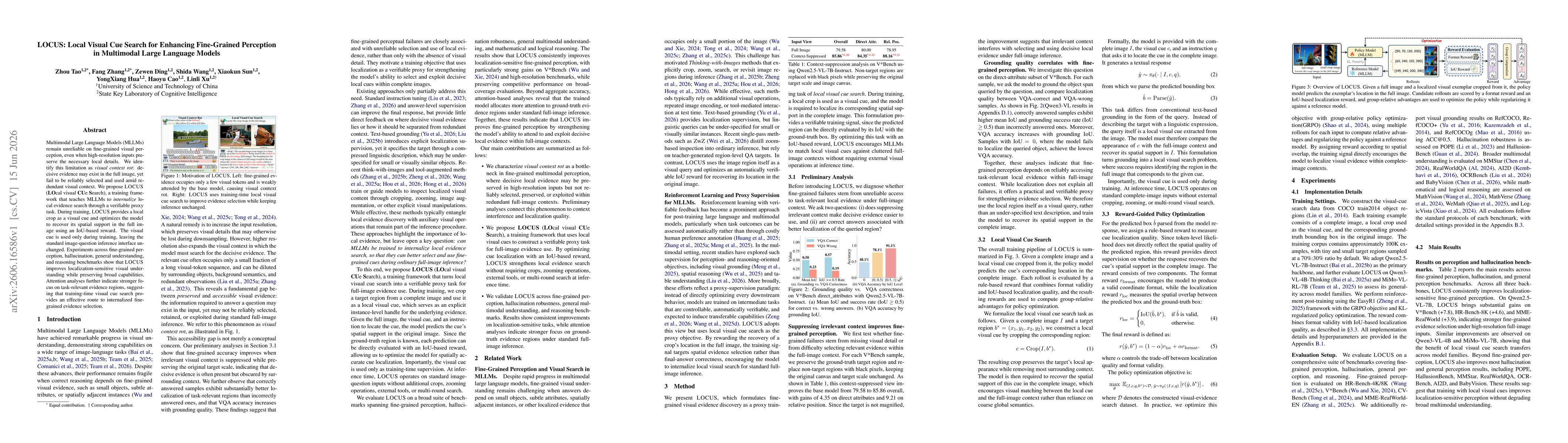 Thumbnail for LOCUS: Local Visual Cue Search for Enhancing Fine-Grained Perception in Multimodal Large Language Models