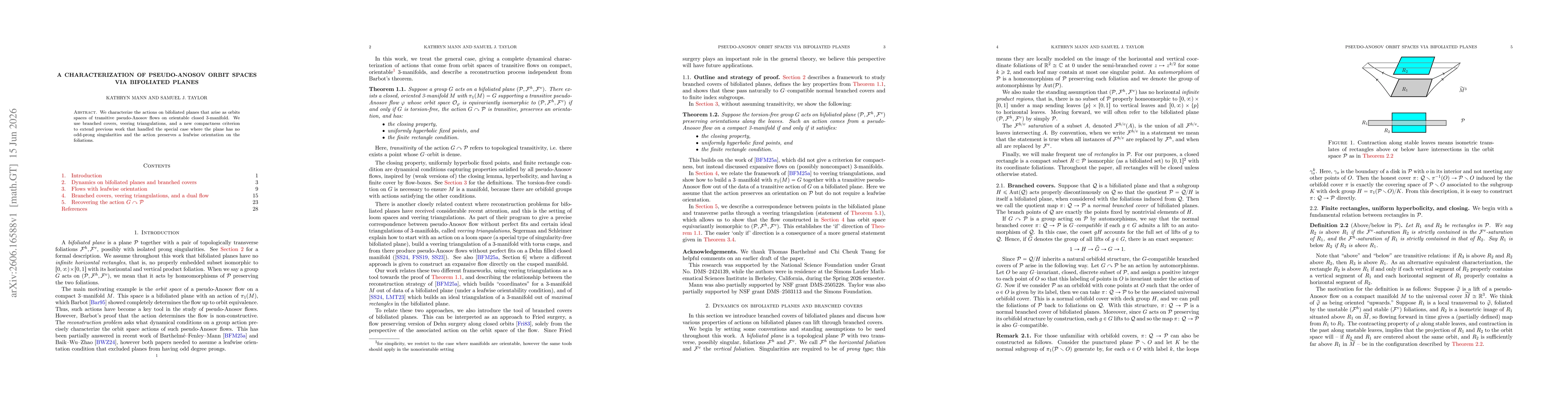 Thumbnail for A characterization of pseudo-Anosov orbit spaces via bifoliated planes