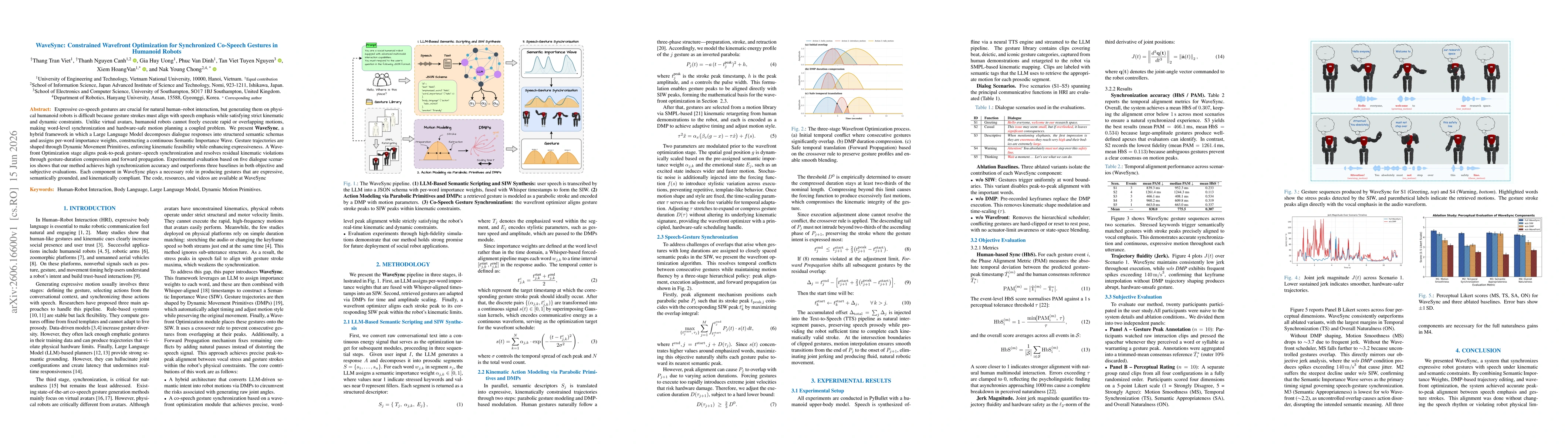 Thumbnail for WaveSync: Constrained Wavefront Optimization for Synchronized Co-Speech Gestures in Humanoid Robots