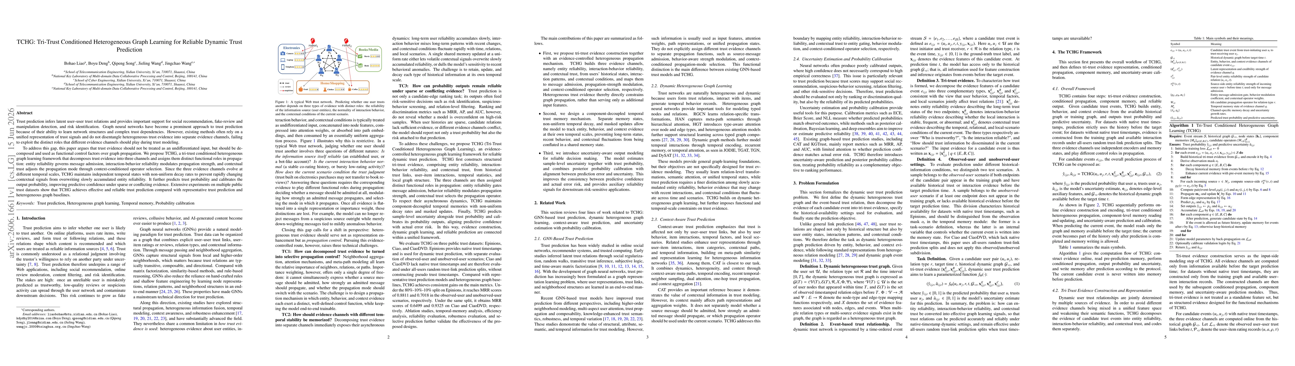 Thumbnail for TCHG: Tri-Trust Conditioned Heterogeneous Graph Learning for Reliable Dynamic Trust Prediction
