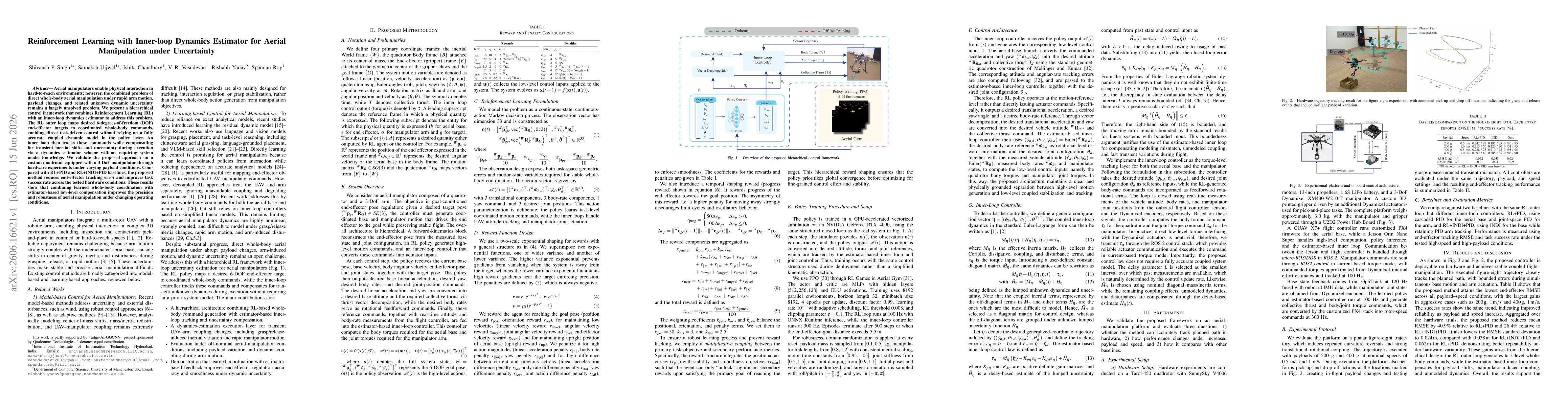 Thumbnail for Reinforcement Learning with Inner-loop Dynamics Estimator for Aerial Manipulation under Uncertainty