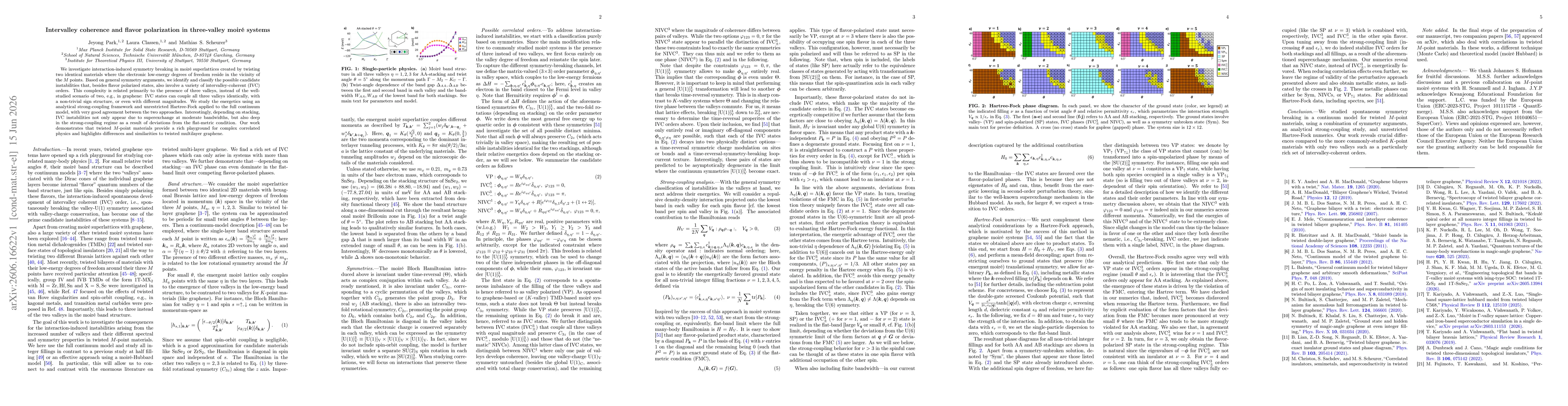 Thumbnail for Intervalley coherence and flavor polarization in three-valley moiré systems