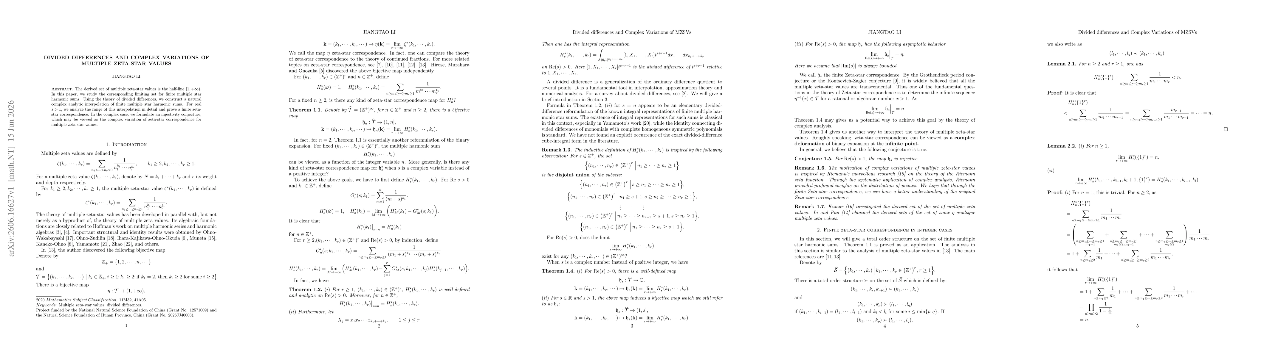 Thumbnail for Divided differences and complex variations of multiple zeta-star values