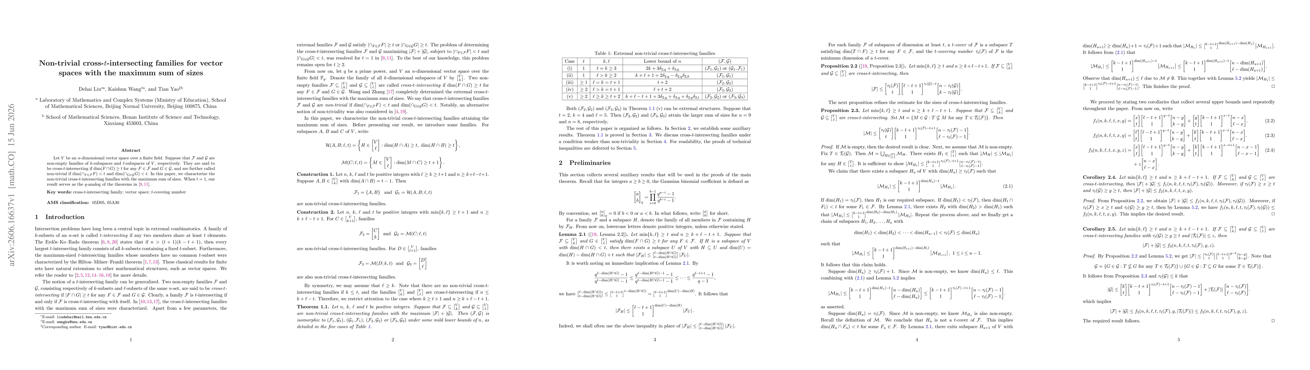 Thumbnail for Non-trivial cross-$t$-intersecting families for vector spaces with the maximum sum of sizes