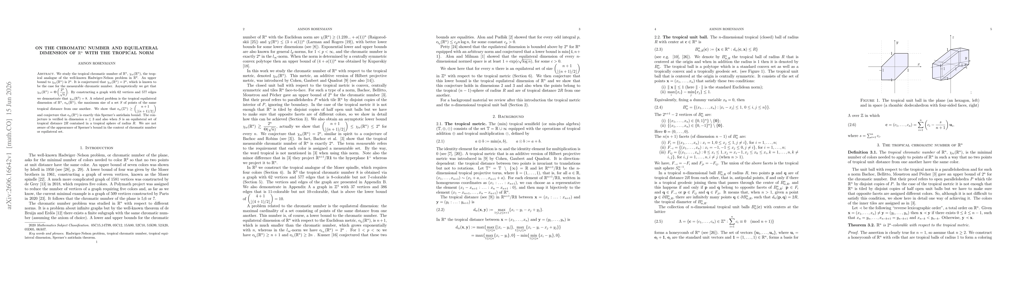 Thumbnail for On the chromatic number and equilateral dimension of $\mathbb{R}^n$ with the tropical norm