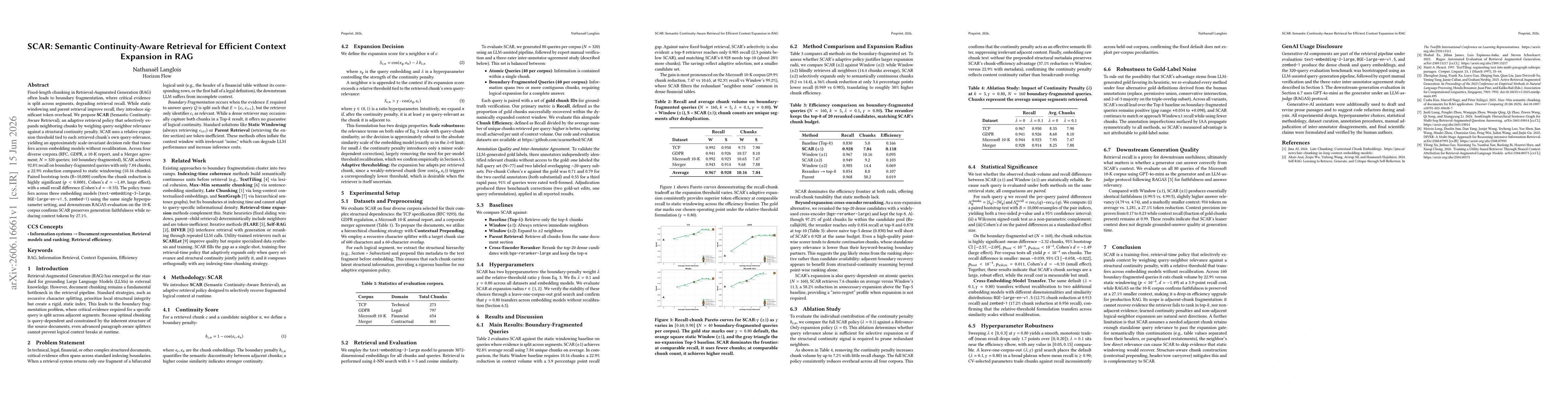 Thumbnail for SCAR: Semantic Continuity-Aware Retrieval for Efficient Context Expansion in RAG