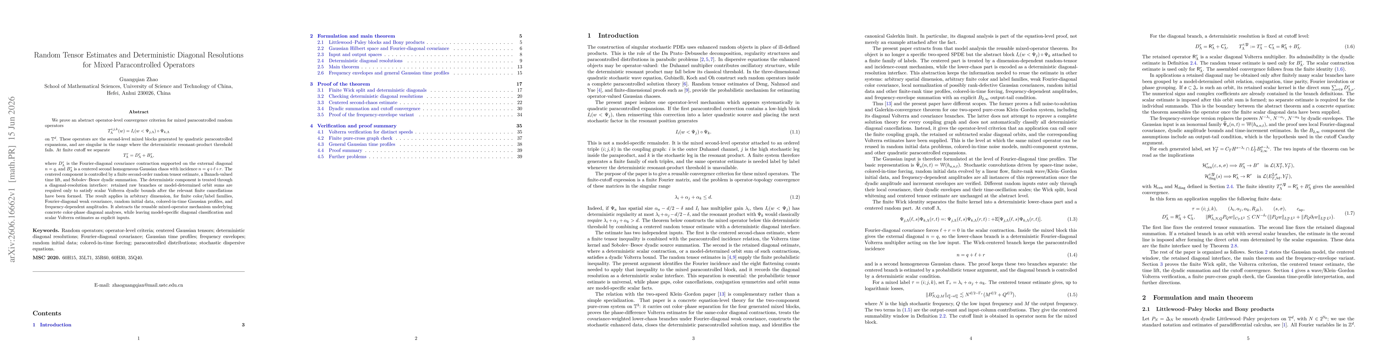 Thumbnail for Random Tensor Estimates and Deterministic Diagonal Resolutions for Mixed Paracontrolled Operators