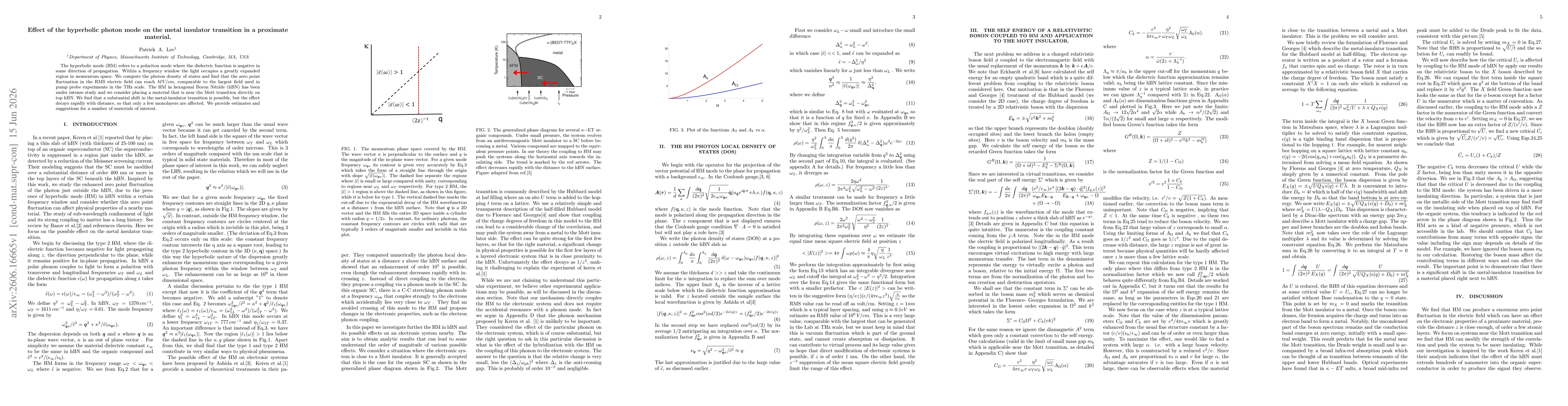 Thumbnail for Effect of the hyperbolic photon mode on the metal insulator transition in a proximate material