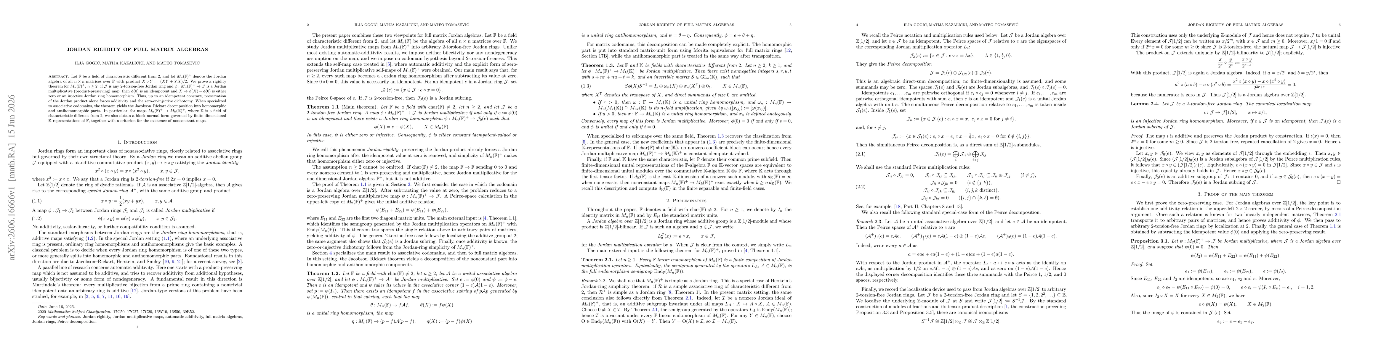 Thumbnail for Jordan rigidity of full matrix algebras
