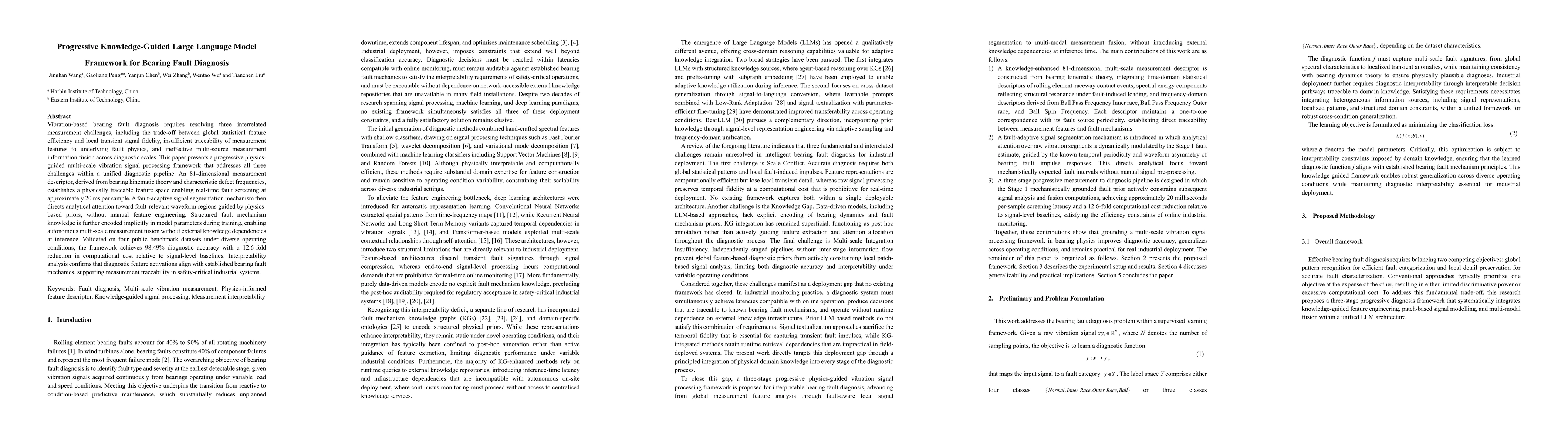 Thumbnail for Progressive Knowledge-Guided Large Language Model Framework for Bearing Fault Diagnosis