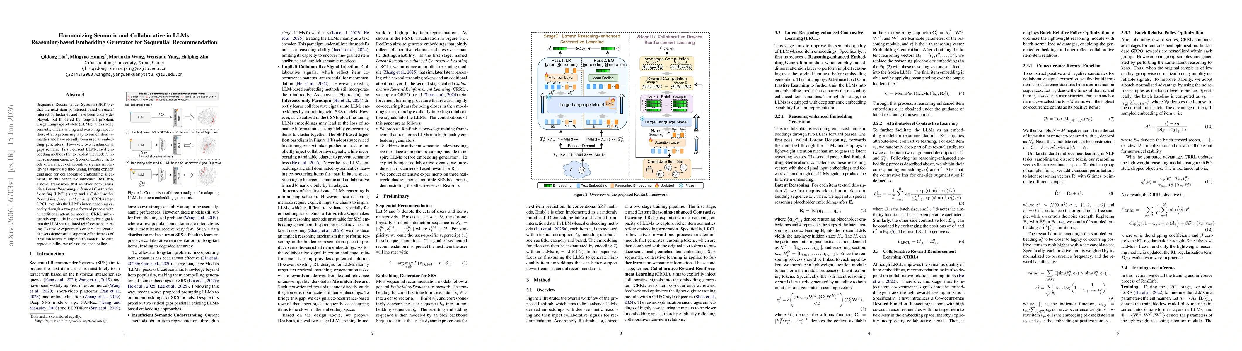 Thumbnail for Harmonizing Semantic and Collaborative in LLMs: Reasoning-based Embedding Generator for Sequential Recommendation