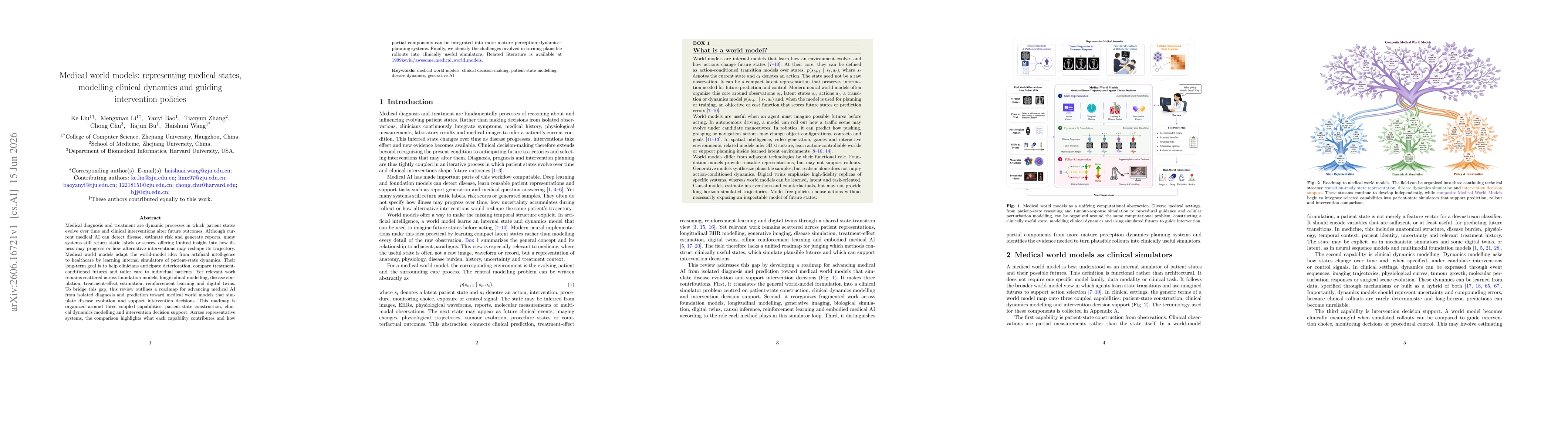 Thumbnail for Medical world models: representing medical states, modelling clinical dynamics and guiding intervention policies