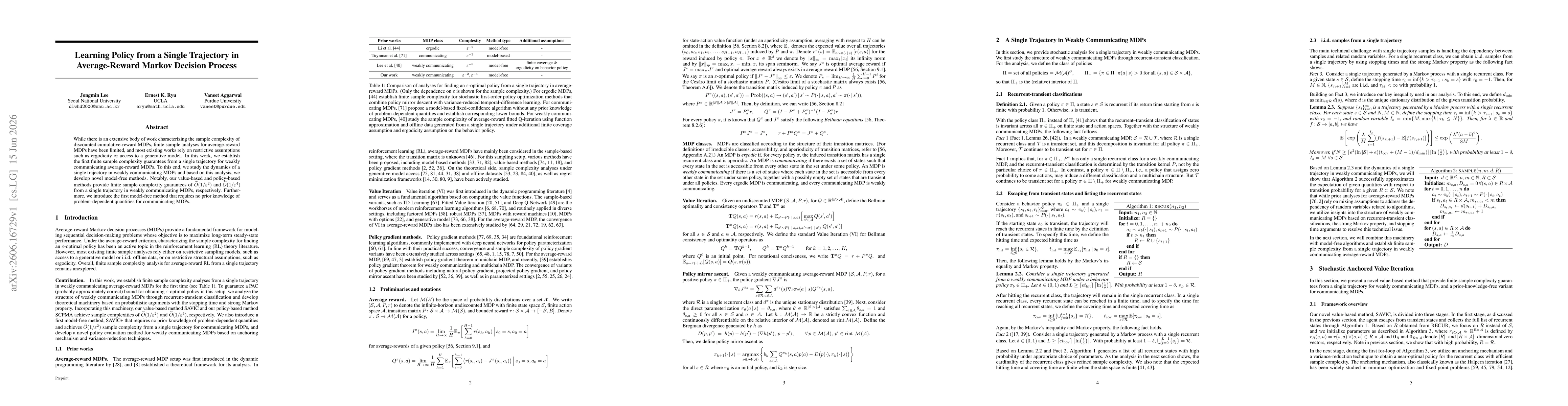 Thumbnail for Learning Policy from a Single Trajectory in Average-Reward Markov Decision Process