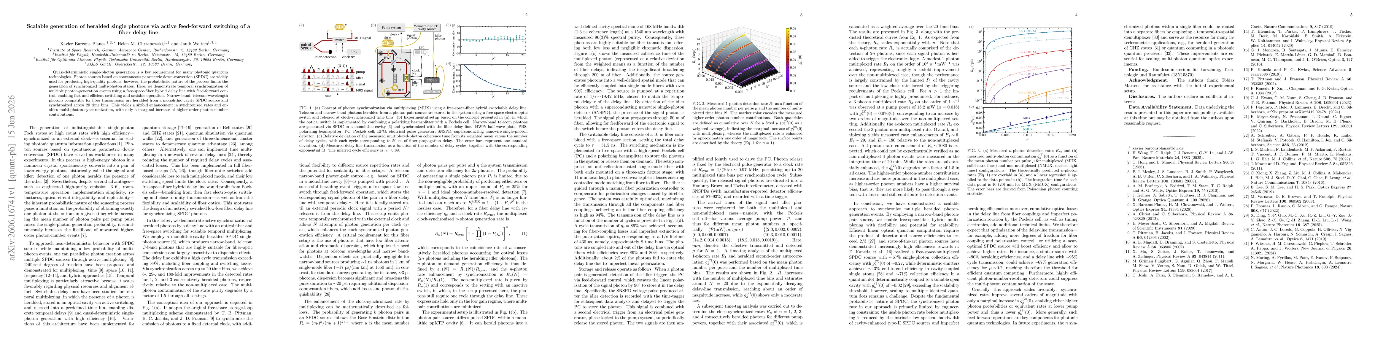 Thumbnail for Scalable generation of heralded single photons via active feed-forward switching of a fiber delay line