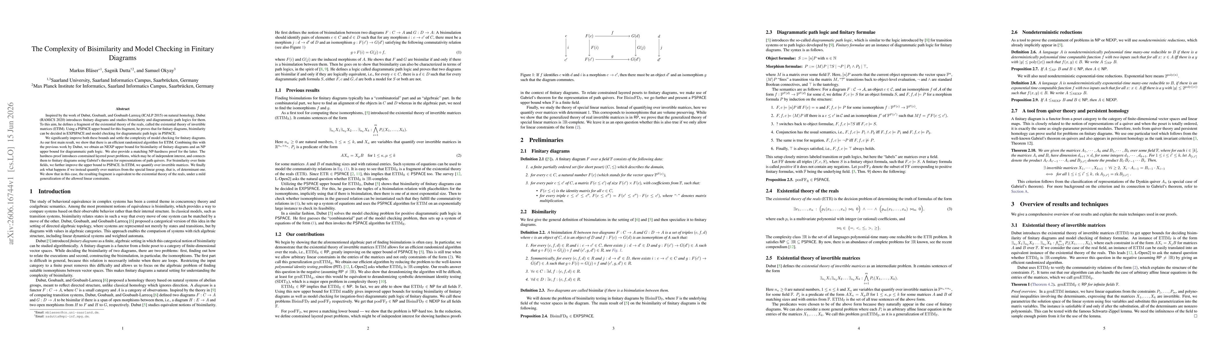 Thumbnail for The Complexity of Bisimilarity and Model Checking in Finitary Diagrams