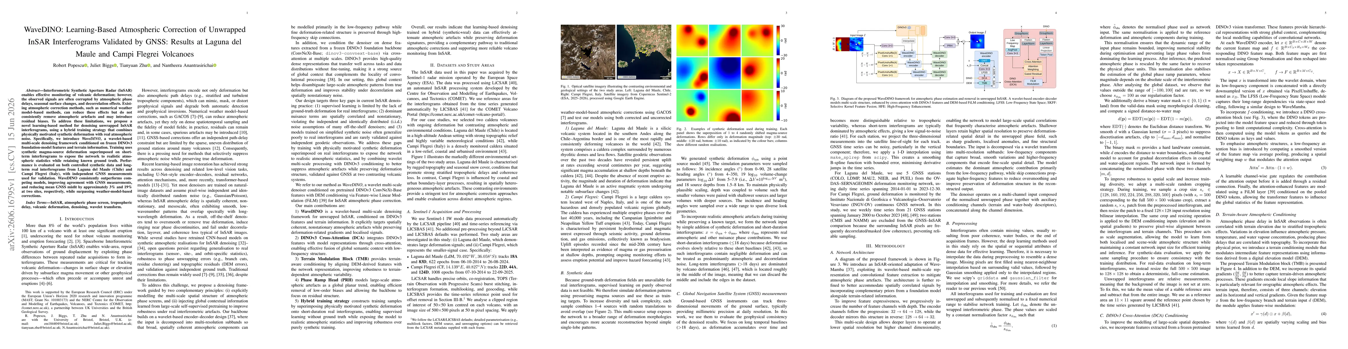 Thumbnail for WaveDINO: Learning-Based Atmospheric Correction of Unwrapped InSAR Interferograms Validated by GNSS: Results at Laguna del Maule and Campi Flegrei Volcanoes