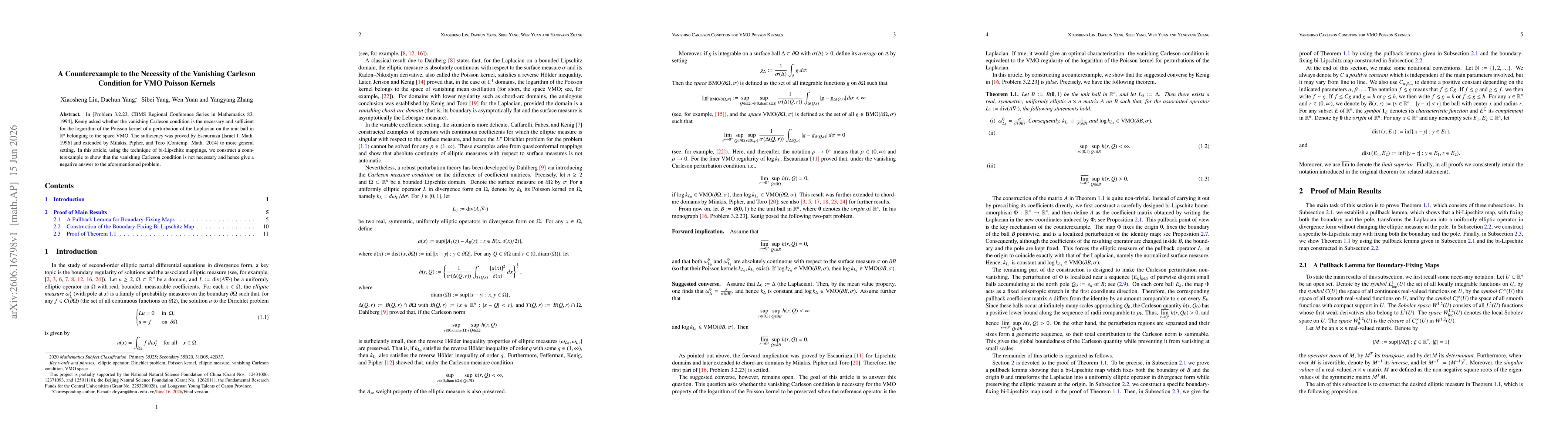 Thumbnail for A Counterexample to the Necessity of the Vanishing Carleson Condition for VMO Poisson Kernels