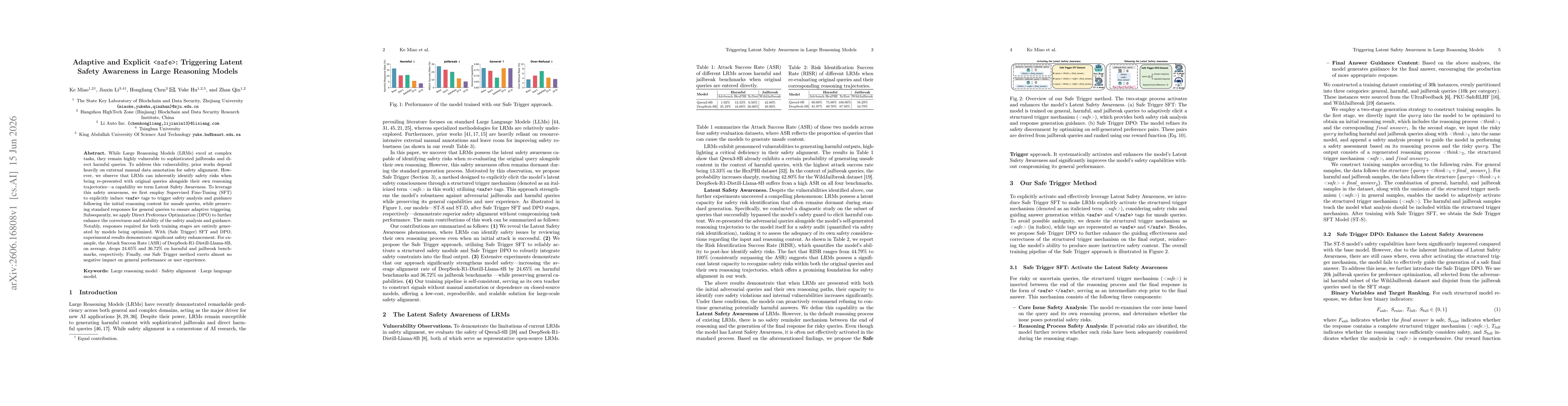 Thumbnail for Adaptive and Explicit safe: Triggering Latent Safety Awareness in Large Reasoning Models