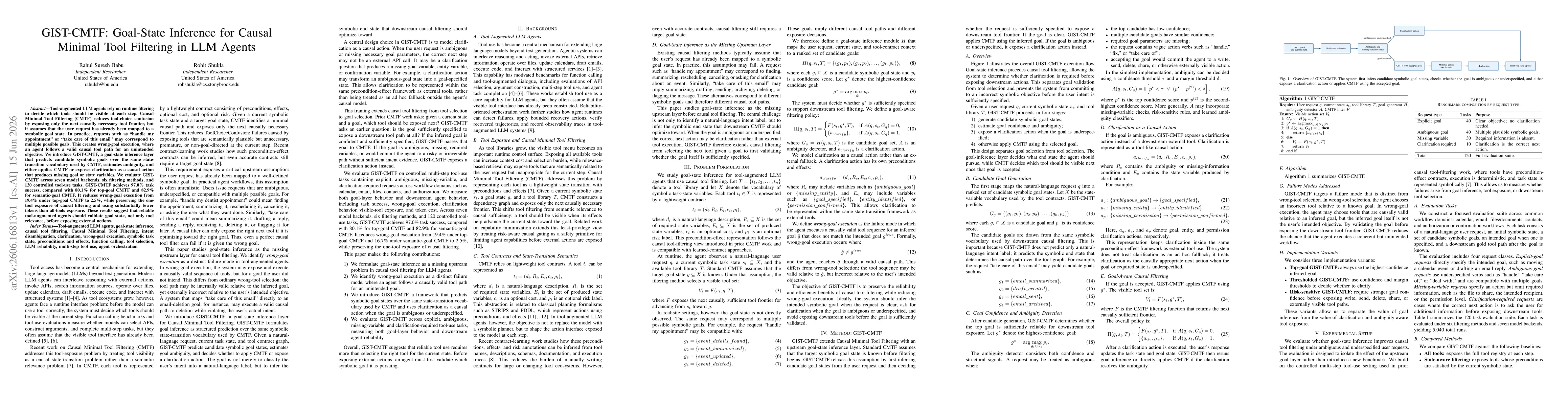 Thumbnail for GIST-CMTF: Goal-State Inference for Causal Minimal Tool Filtering in LLM Agents