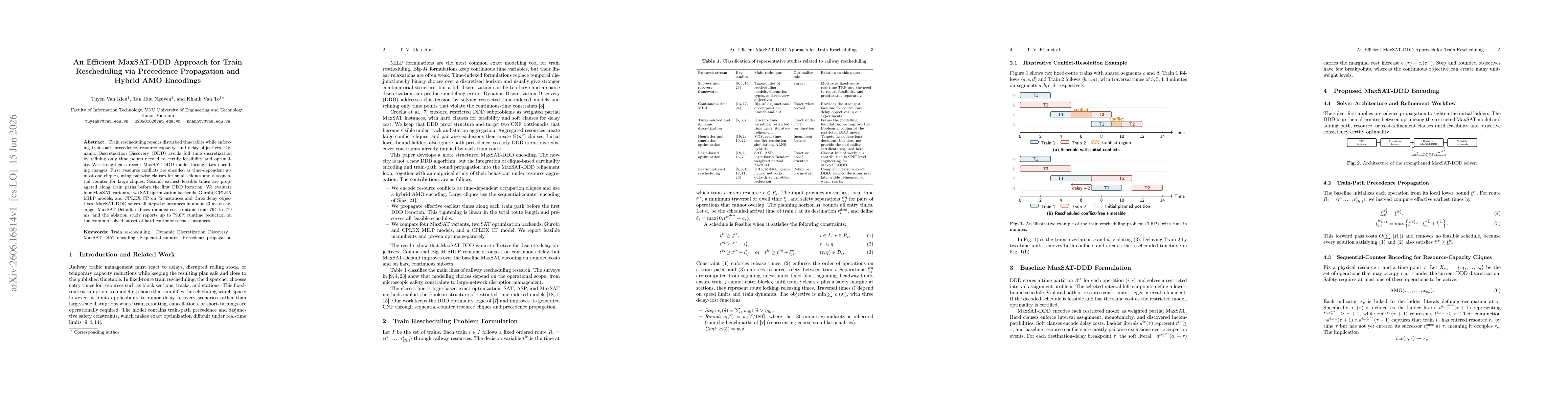 Thumbnail for An Efficient MaxSAT-DDD Approach for Train Rescheduling via Precedence Propagation and Hybrid AMO Encodings