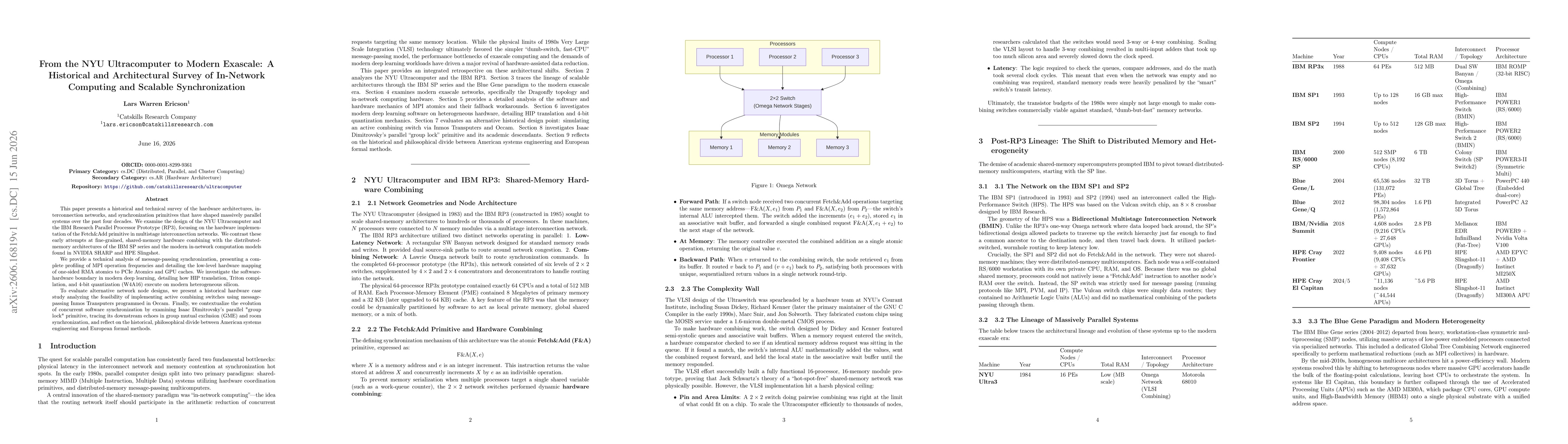 Thumbnail for From the NYU Ultracomputer to Modern Exascale: A Historical and Architectural Survey of In-Network Computing and Scalable Synchronization