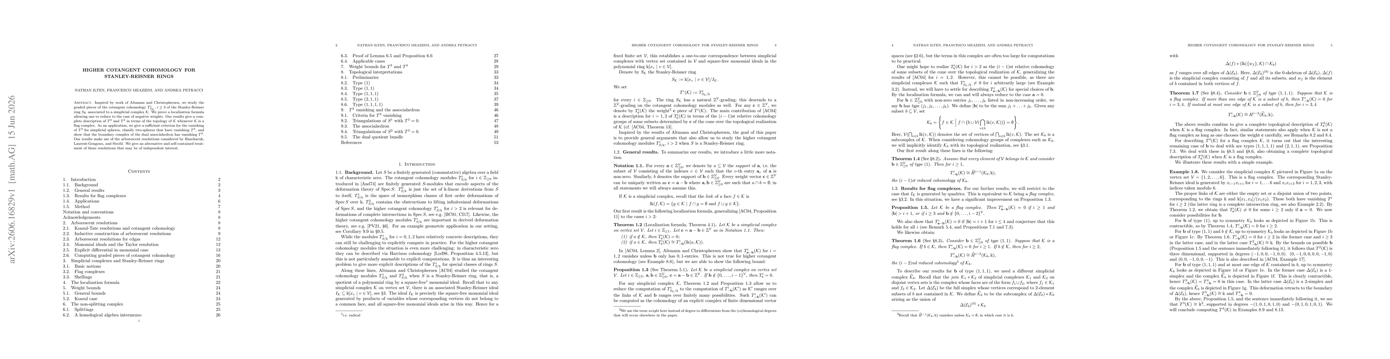 Thumbnail for Higher cotangent cohomology for Stanley-Reisner rings