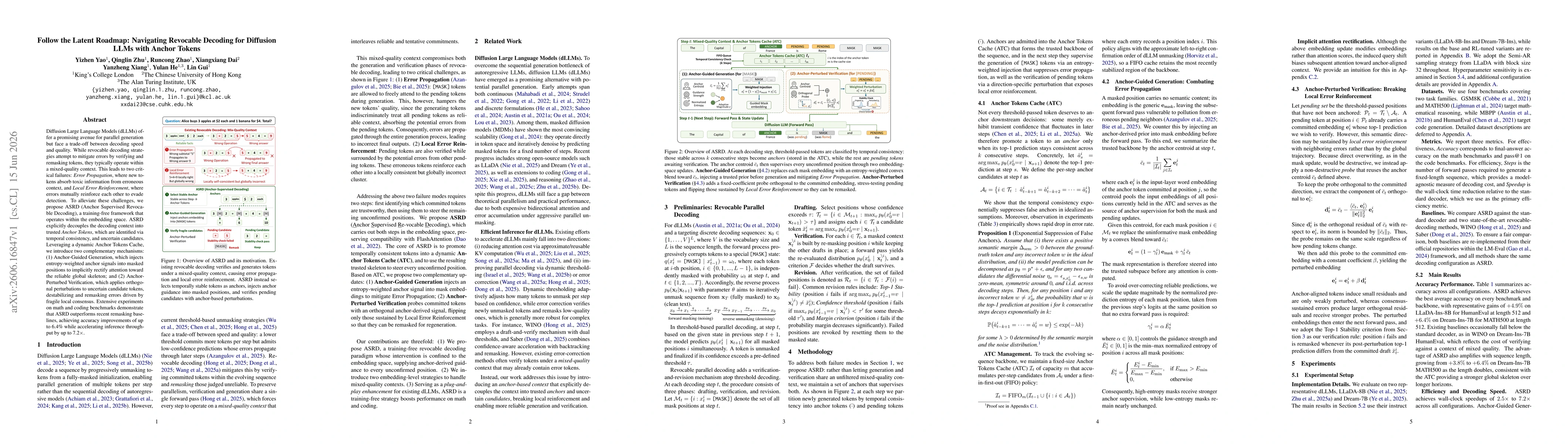 Thumbnail for Follow the Latent Roadmap: Navigating Revocable Decoding for Diffusion LLMs with Anchor Tokens