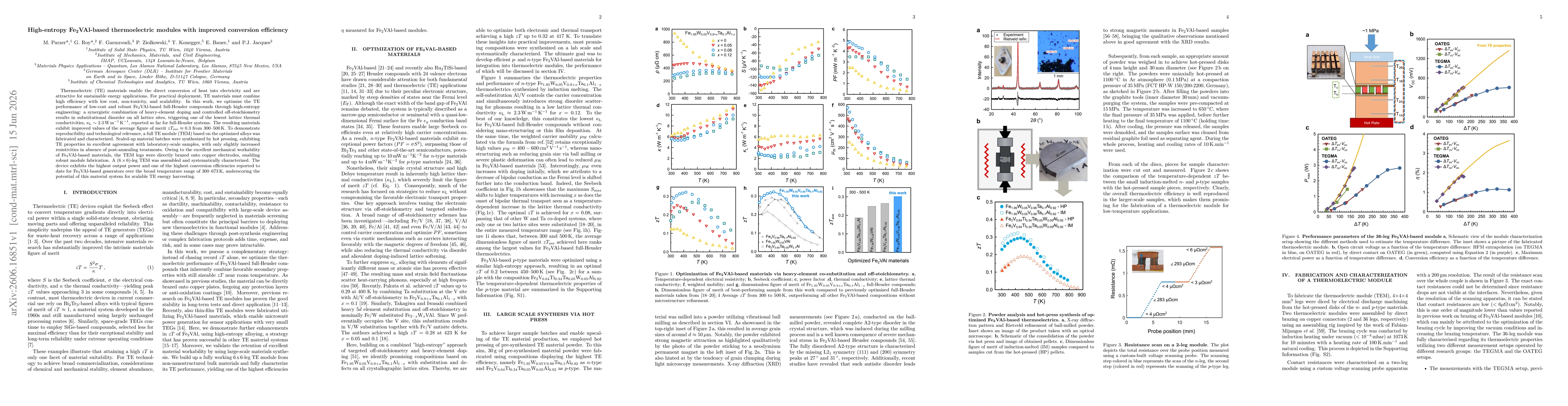 Thumbnail for High-entropy Fe$_2$VAl-based thermoelectric modules with improved conversion efficiency