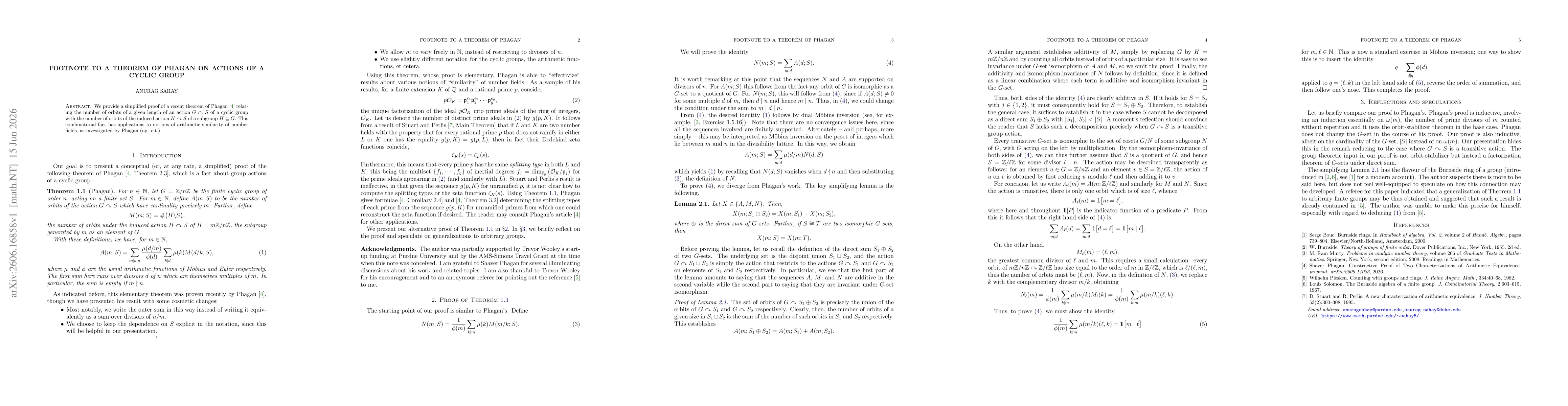 Thumbnail for Footnote to a theorem of Phagan on actions of a cyclic group