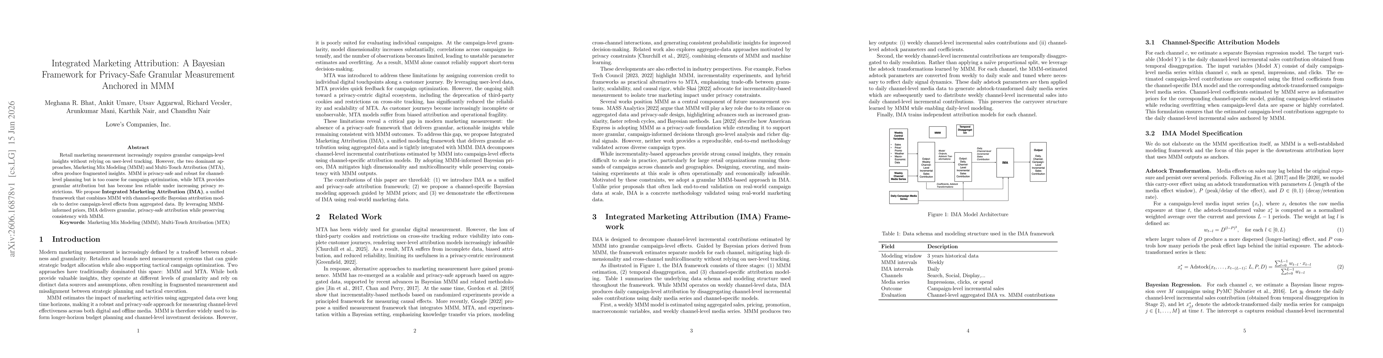 Thumbnail for Integrated Marketing Attribution: A Bayesian Framework for Privacy-Safe Granular Measurement Anchored in MMM