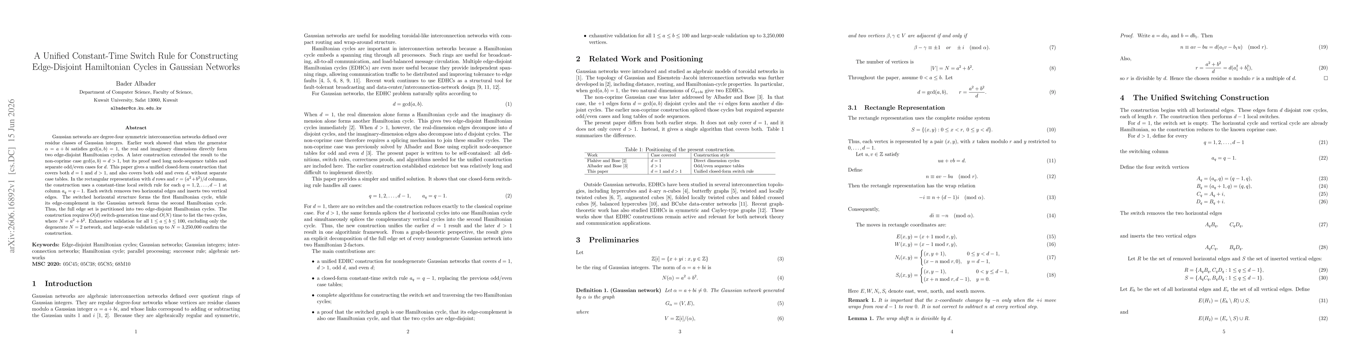 Thumbnail for A Unified Constant-Time Switch Rule for Constructing Edge-Disjoint Hamiltonian Cycles in Gaussian Networks