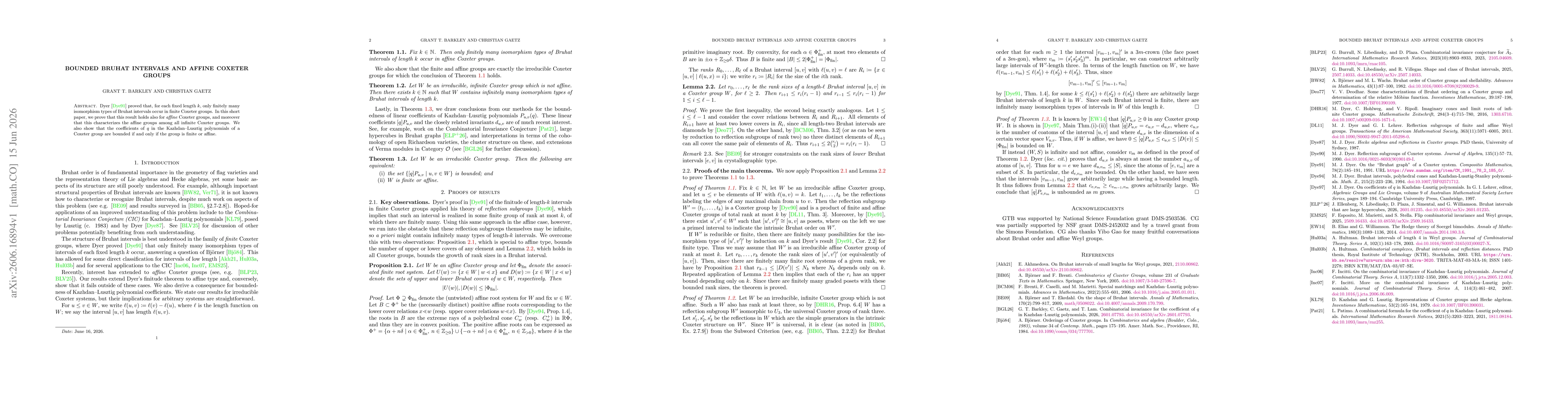 Thumbnail for Bounded Bruhat intervals and affine Coxeter groups