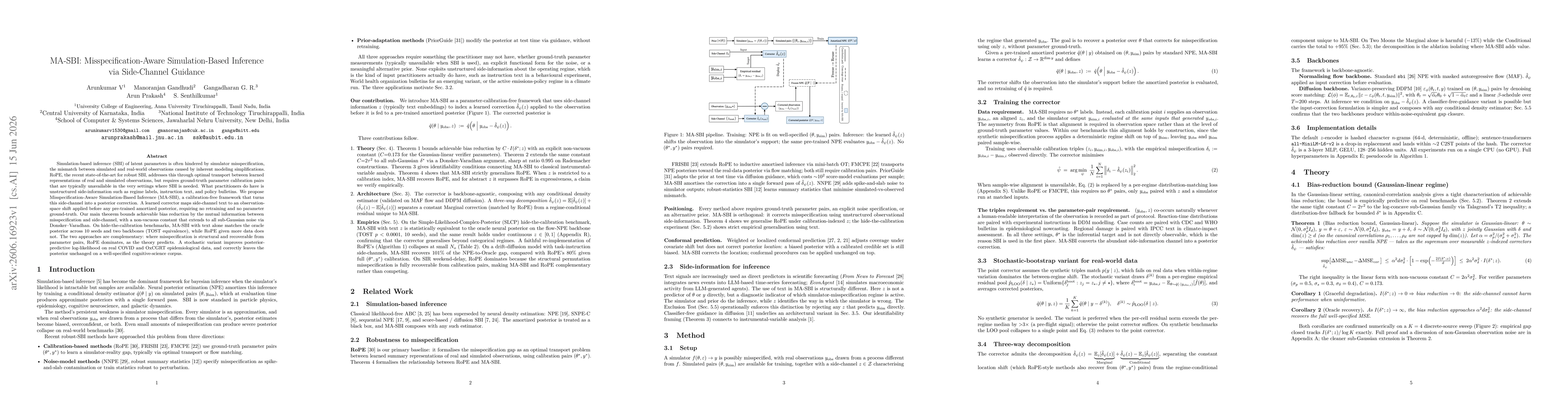 Thumbnail for MA-SBI: Misspecification-Aware Simulation-Based Inference via Side-Channel Guidance