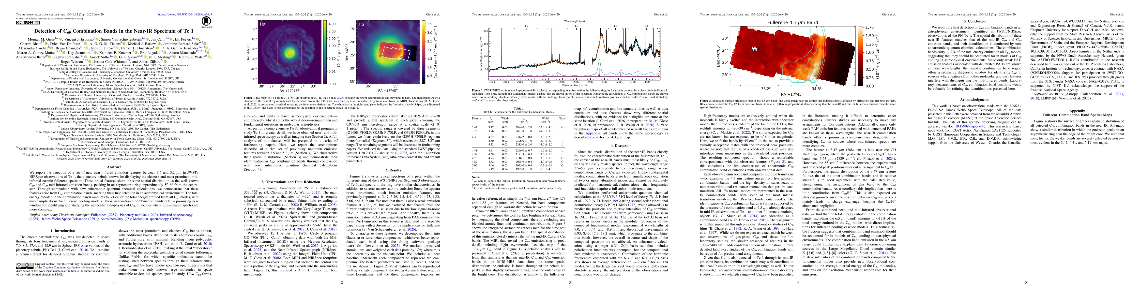 Thumbnail for Detection of C$_{60}$ Combination Bands in the Near-IR Spectrum of Tc 1