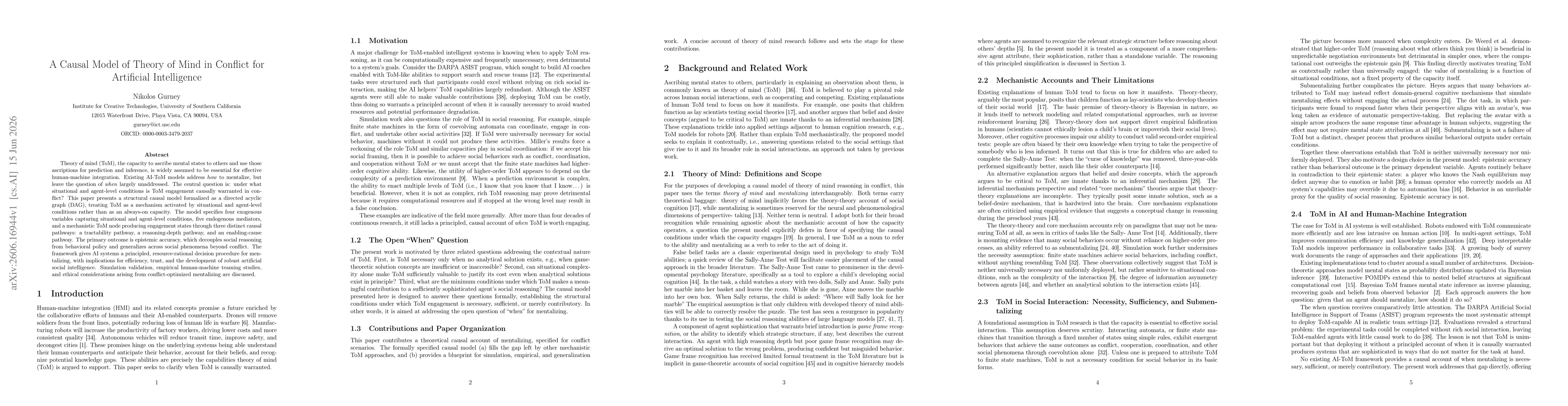 Thumbnail for A Causal Model of Theory of Mind in Conflict for Artificial Intelligence