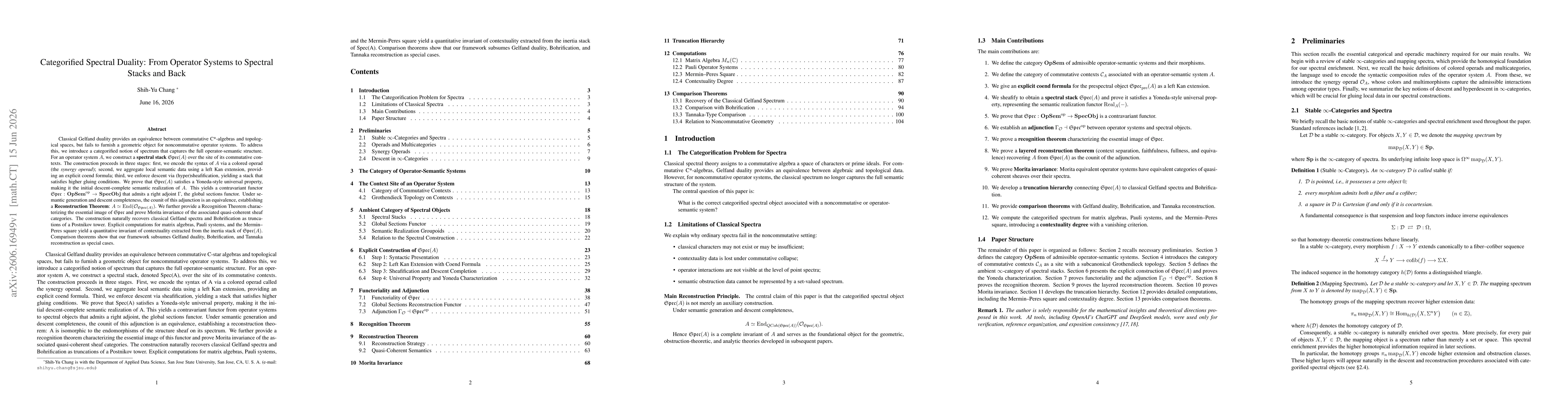 Thumbnail for Categorified Spectral Duality: From Operator Systems to Spectral Stacks and Back