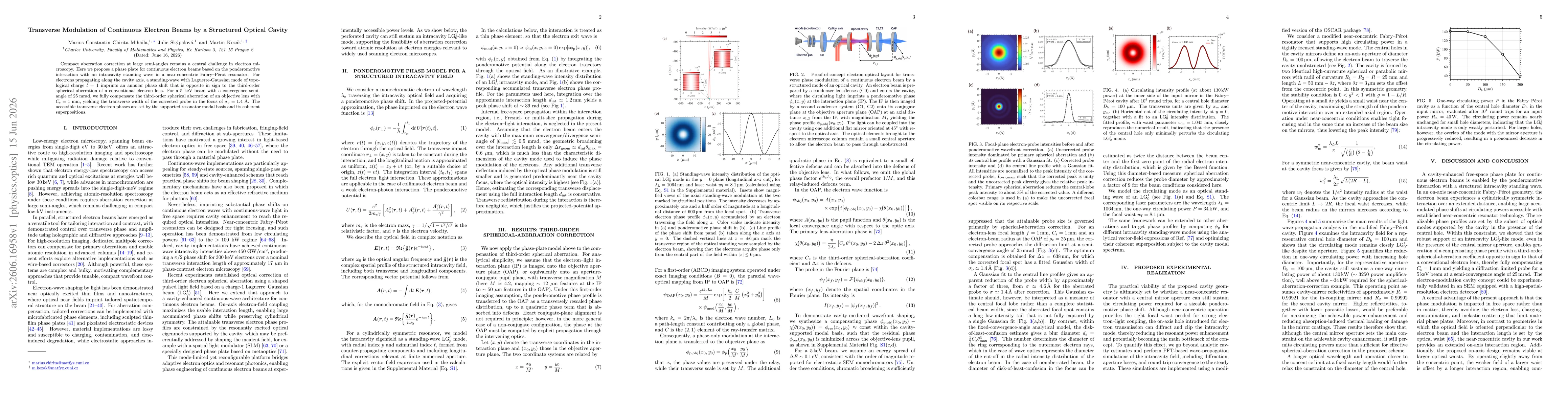 Thumbnail for Transverse Modulation of Continuous Electron Beams by a Structured Optical Cavity