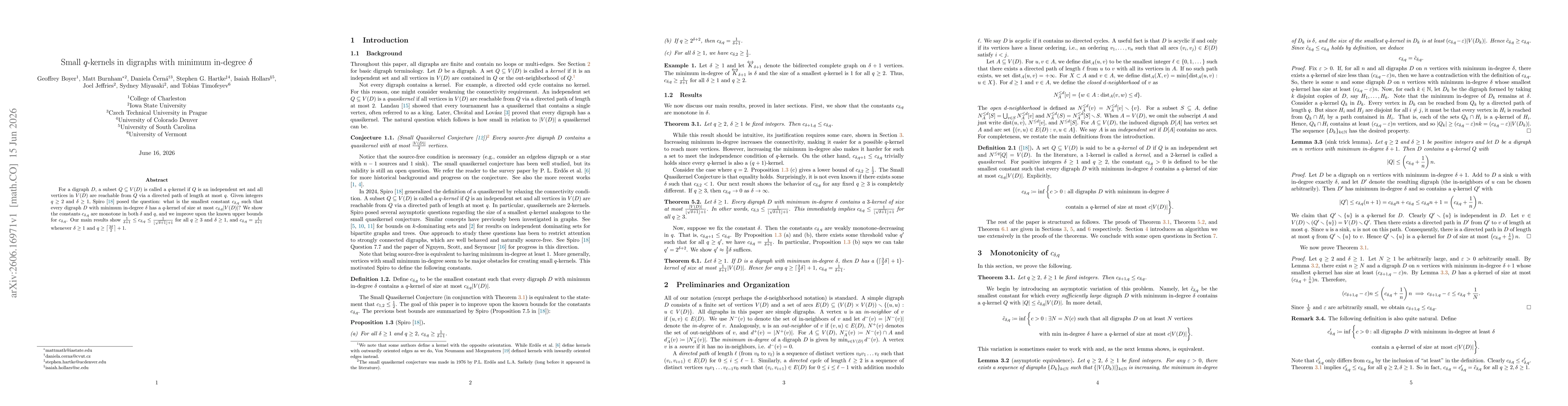 Thumbnail for Small $q$-kernels in digraphs with minimum in-degree $δ$