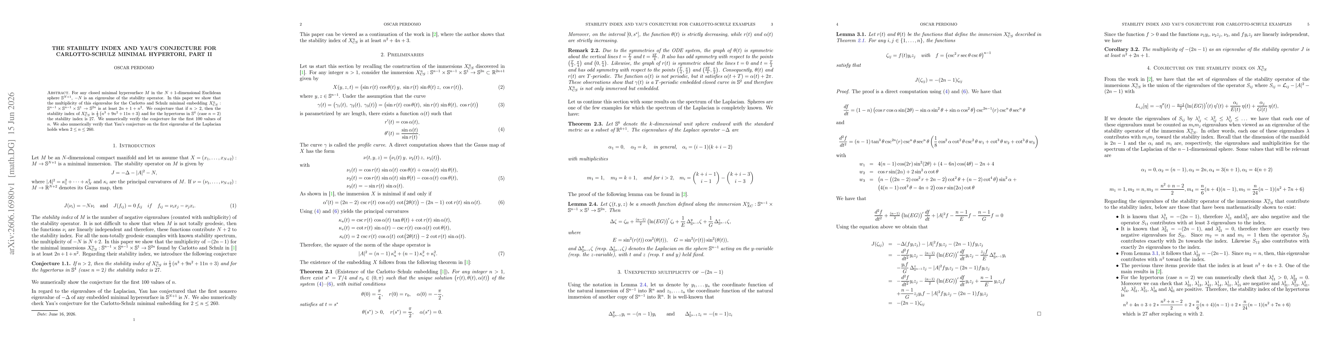 Thumbnail for The stability index and Yau's conjecture for Carlotto-Schulz minimal hypertori, part II