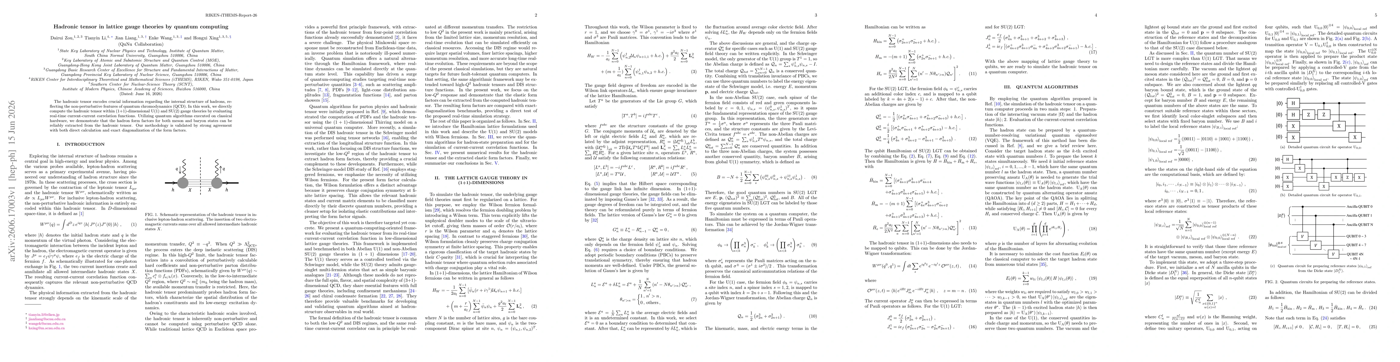 Thumbnail for Hadronic tensor in lattice gauge theories by quantum computing