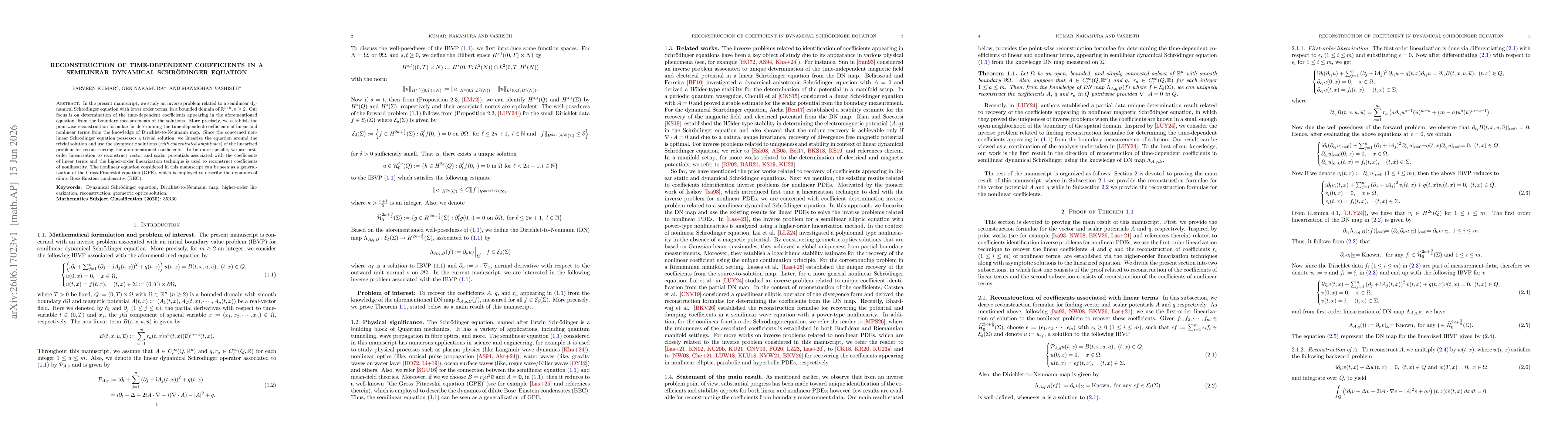 Thumbnail for Reconstruction of time-dependent coefficients in a semilinear dynamical Schr{ö}dinger equation