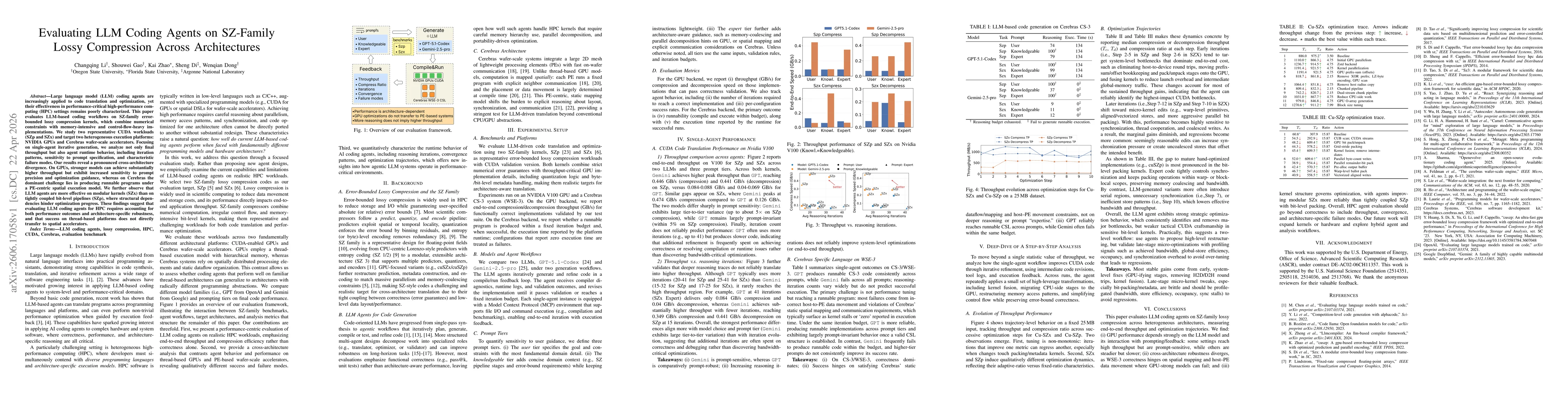 Thumbnail for Evaluating LLM Coding Agents on SZ-Family Lossy Compression Across Architectures