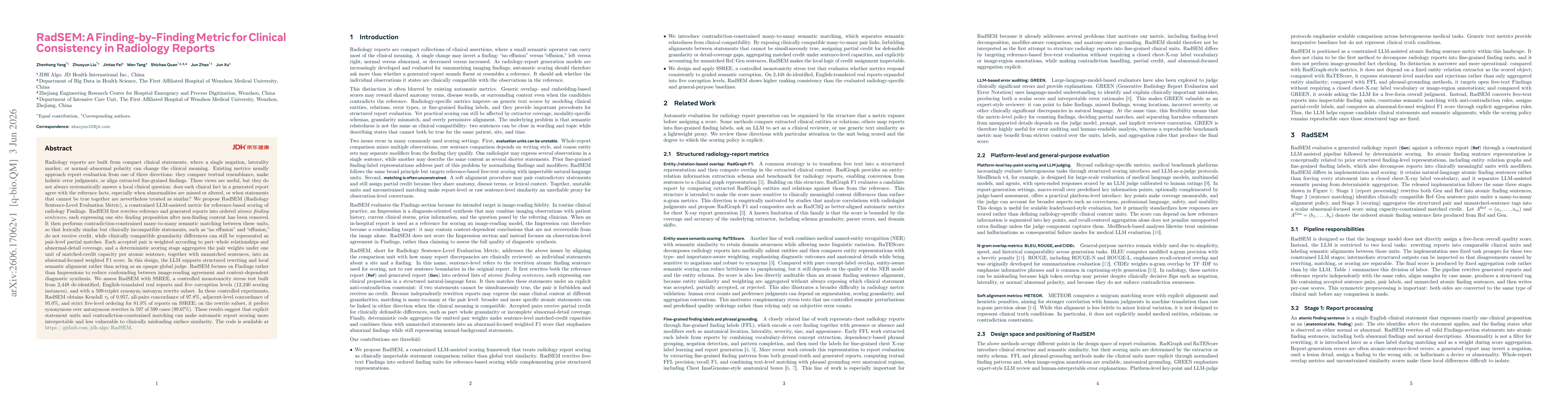 Thumbnail for RadSEM: A Finding-by-Finding Metric for Clinical Consistency in Radiology Reports