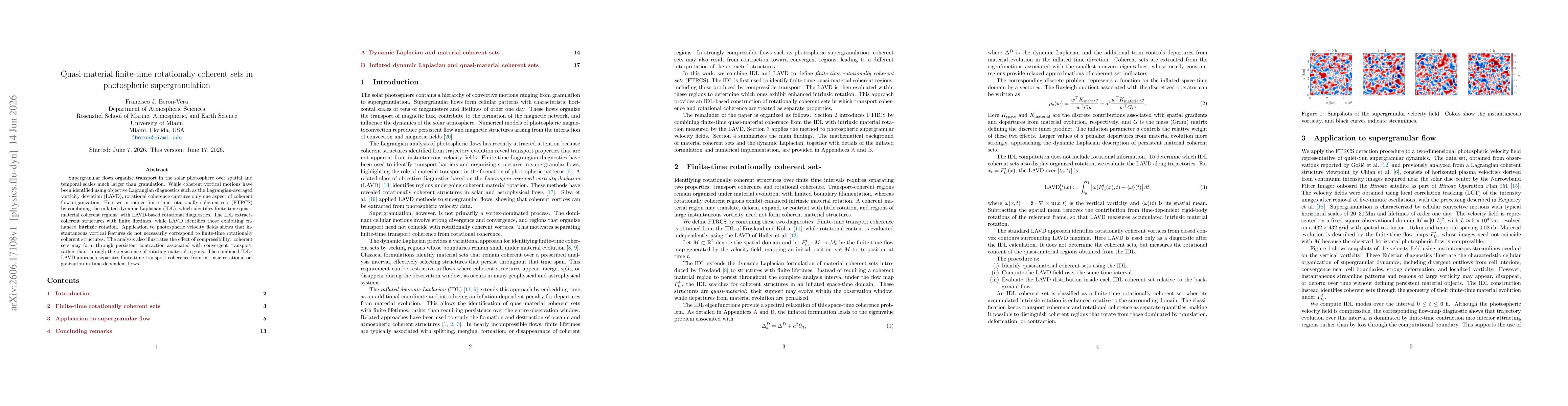 Thumbnail for Quasi-material finite-time rotationally coherent sets in photospheric supergranulation