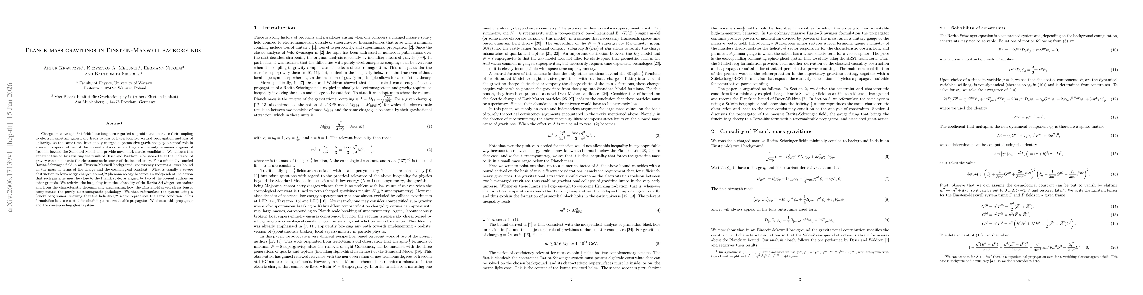 Thumbnail for Planck mass gravitinos in Einstein-Maxwell backgrounds