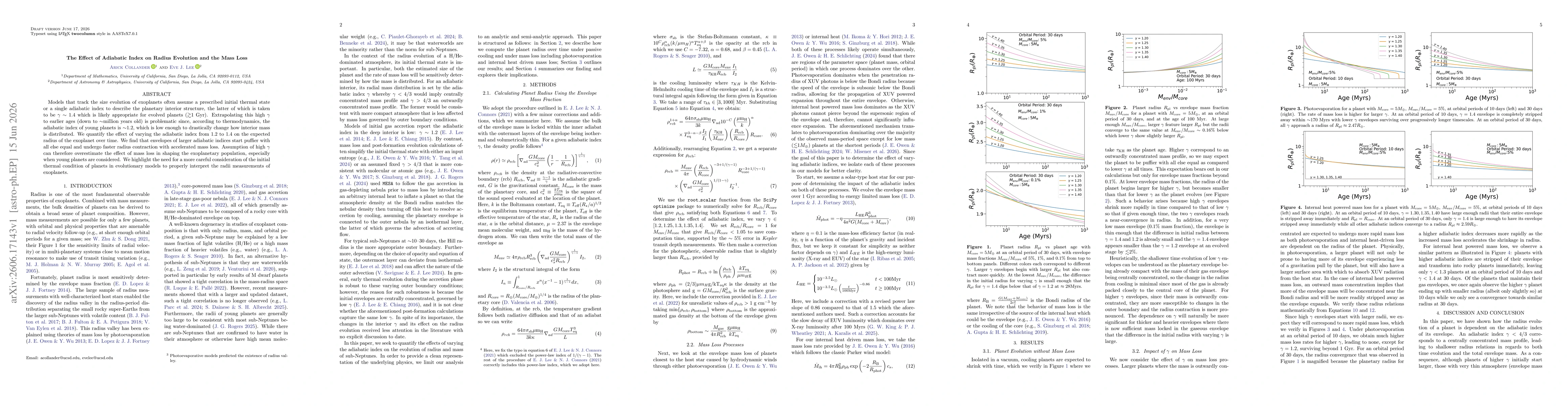 Thumbnail for The Effect of Adiabatic Index on Radius Evolution and the Mass Loss