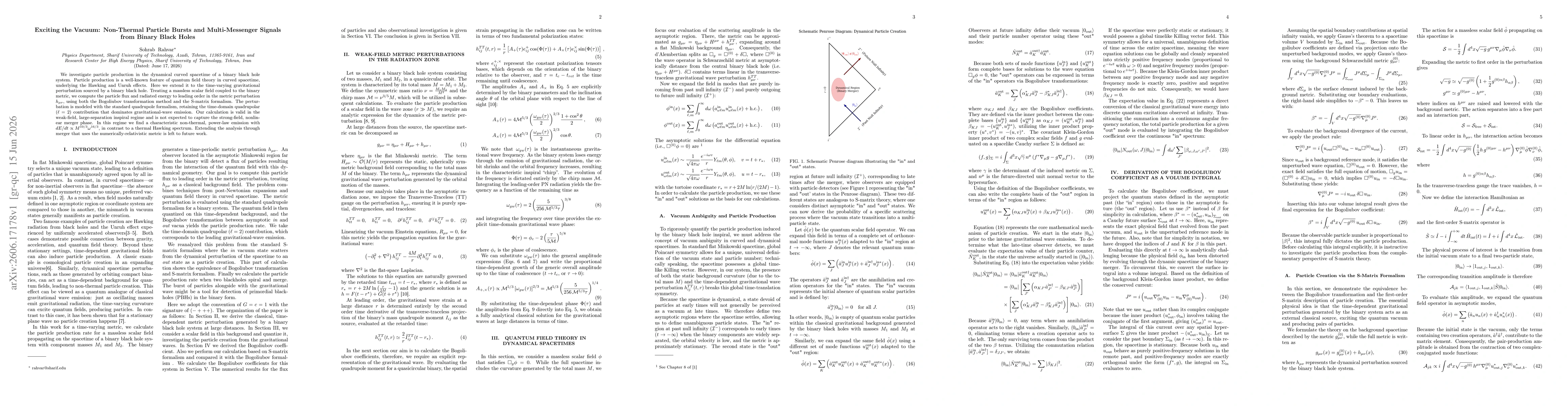 Thumbnail for Exciting the Vacuum: Non-Thermal Particle Bursts and Multi-Messenger Signals from Binary Black Holes